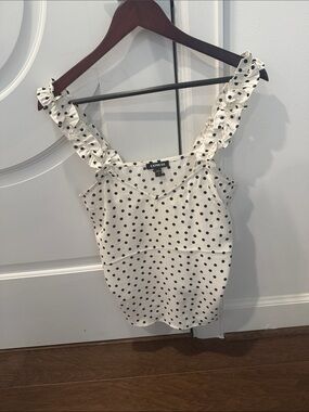 Express Cream and Black Polka Dot Ruffle Strap Camisole